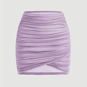 SHEIN MOD Solid Ruched Wrap Skirt